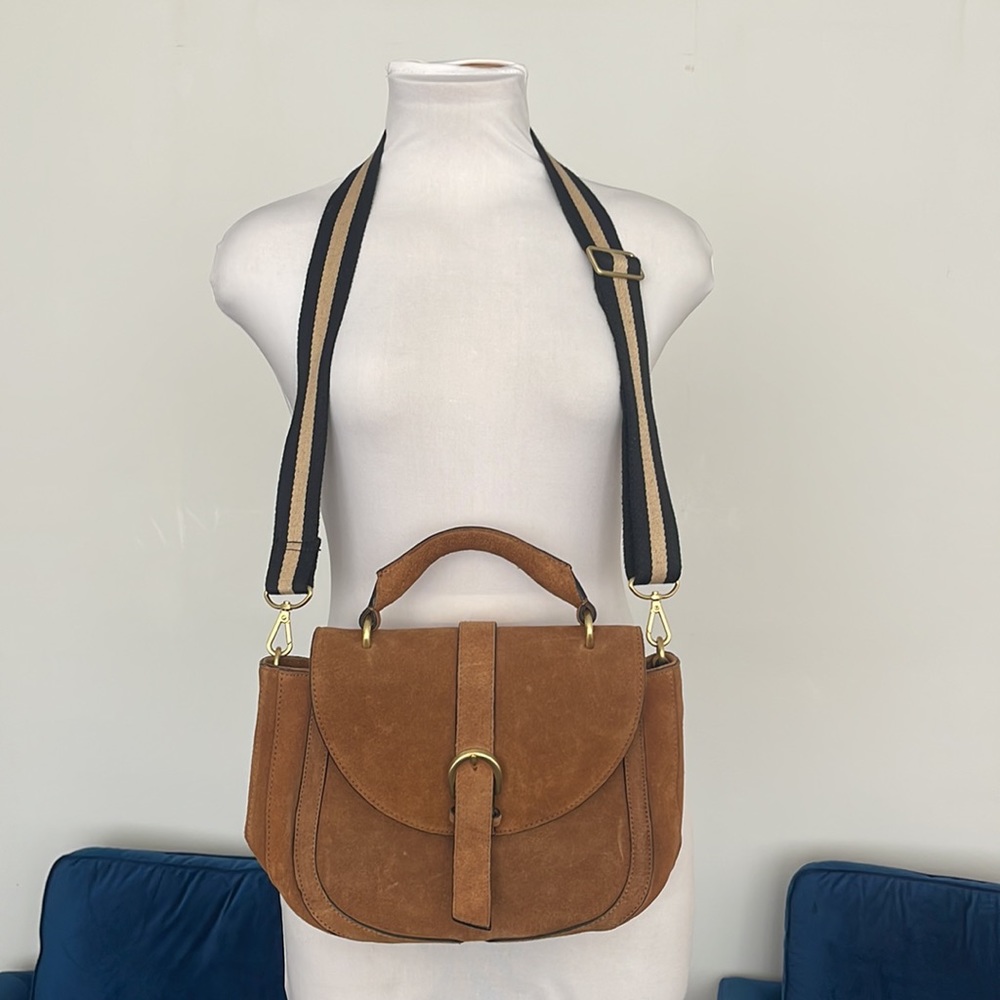 Zara Brown Suede Leather Crossbody Bag
